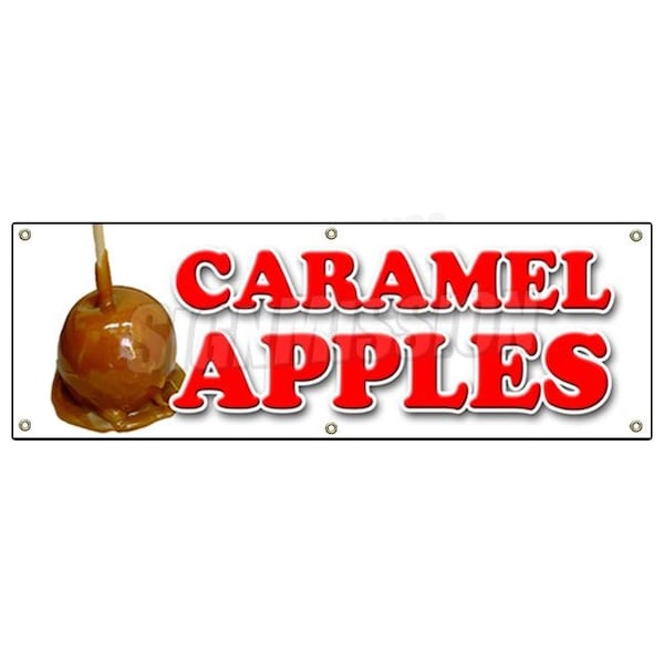 CARAMEL APPLES BANNER SIGN candy apple cart signs fresh candy fruit produce